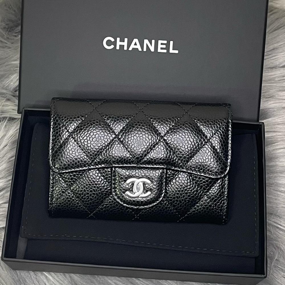 Chanel Flap Card Holder Caviar Leader Black